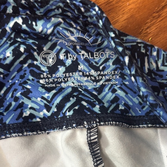 T by Talbots Blue and Black Patterned Pants leggings - Picture 3 of 3
